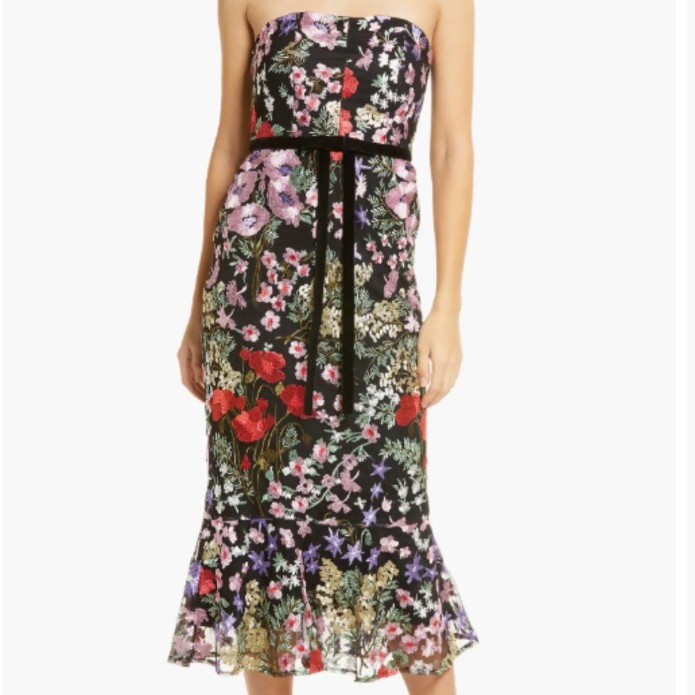 NWT Sam Edelman Floral Embroidered Strapless Dress SAM EDELMAN